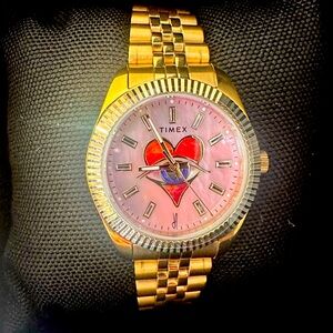 Timex x Jacque Aiche Legacy Lapis Tribe Eye 36mm Yellow Gold and Pink Heart Eye